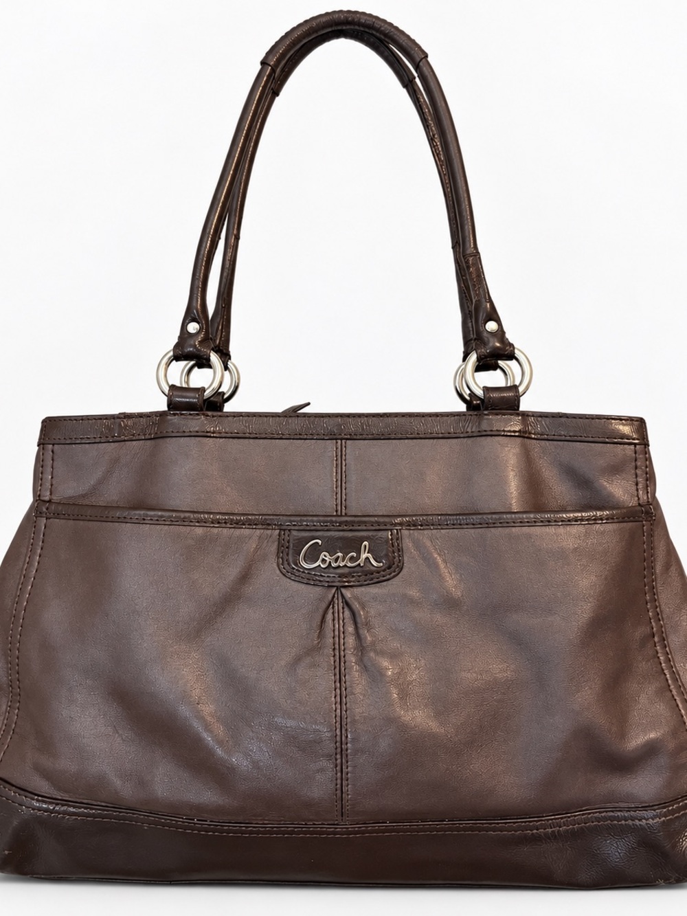 Coach Park F19728 Brown Leather Carryall Tote Shoulder Bag